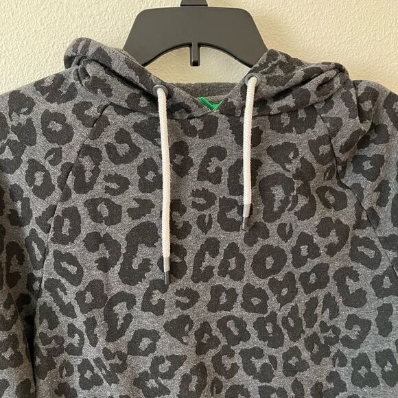 Dip Gray leopard print Women cropped hoodie M - Picture 5 of 6